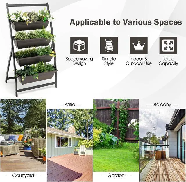 Alt view image 2 of 7 - SlickBlue 4-Tier Vertical Raised Garden Bed with 4 Containers and Drainage Holes