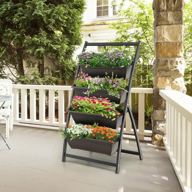 Alt view image 6 of 7 - SlickBlue 4-Tier Vertical Raised Garden Bed with 4 Containers and Drainage Holes