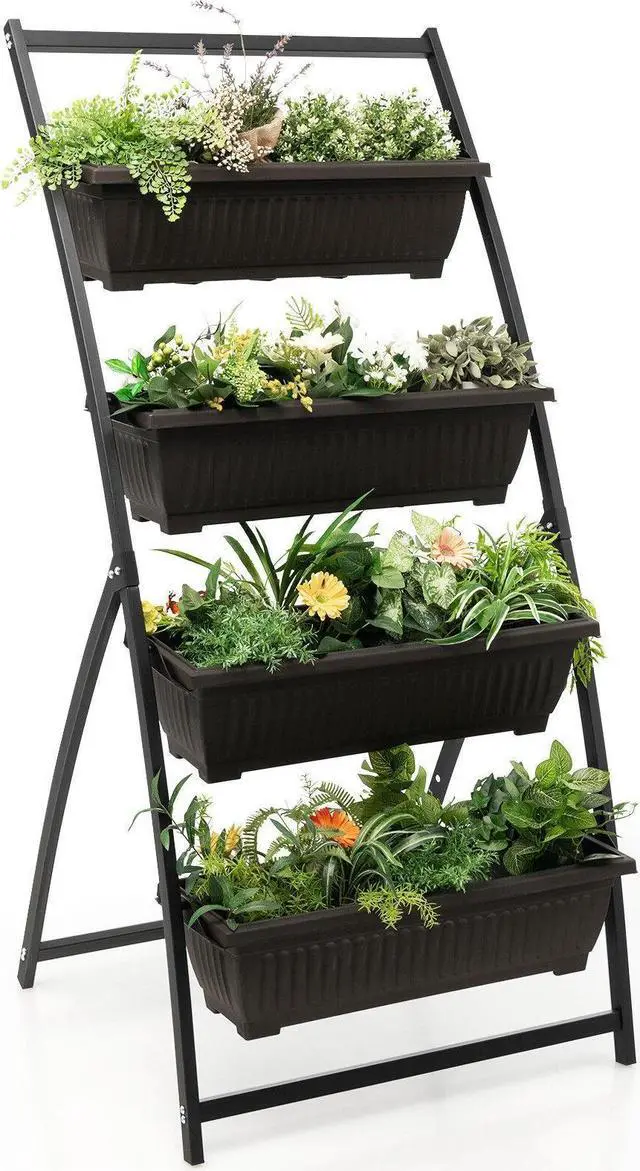 Main image of SlickBlue 4-Tier Vertical Raised Garden Bed with 4 Containers and Drainage Holes