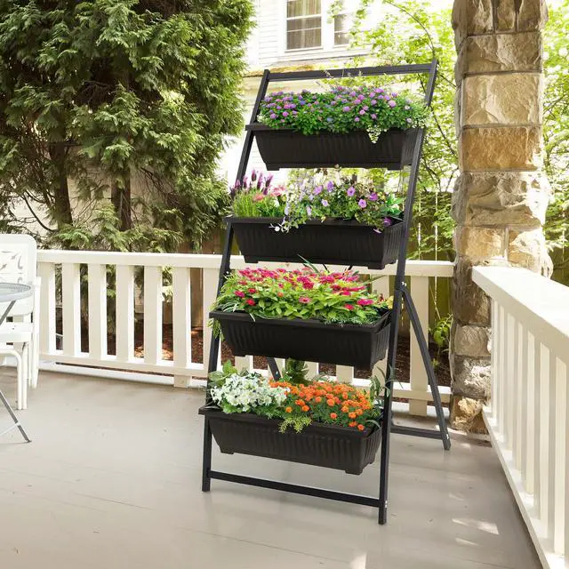 Alt view image 6 of 7 - SlickBlue 4-Tier Vertical Raised Garden Bed with 4 Containers and Drainage Holes