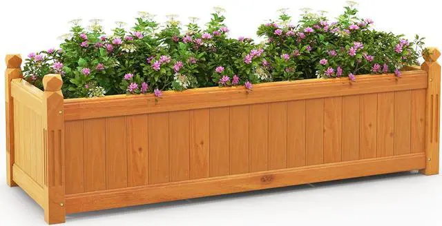 Main image of SlickBlue Wooden Rectangular Garden Bed with Drainage System