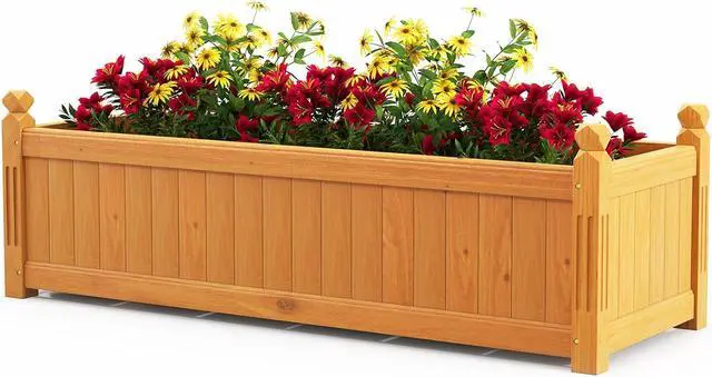 Alt view image 2 of 7 - SlickBlue Wooden Rectangular Garden Bed with Drainage System