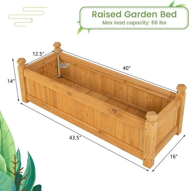 Alt view image 5 of 7 - SlickBlue Wooden Rectangular Garden Bed with Drainage System