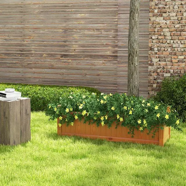 Alt view image 6 of 7 - SlickBlue Wooden Rectangular Garden Bed with Drainage System