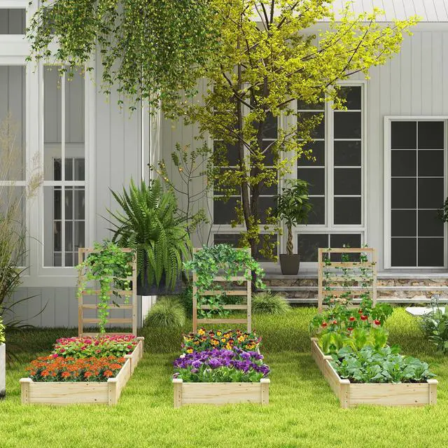 Alt view image 2 of 7 - SlickBlue Raised Garden Bed with Planter Box and Trellis