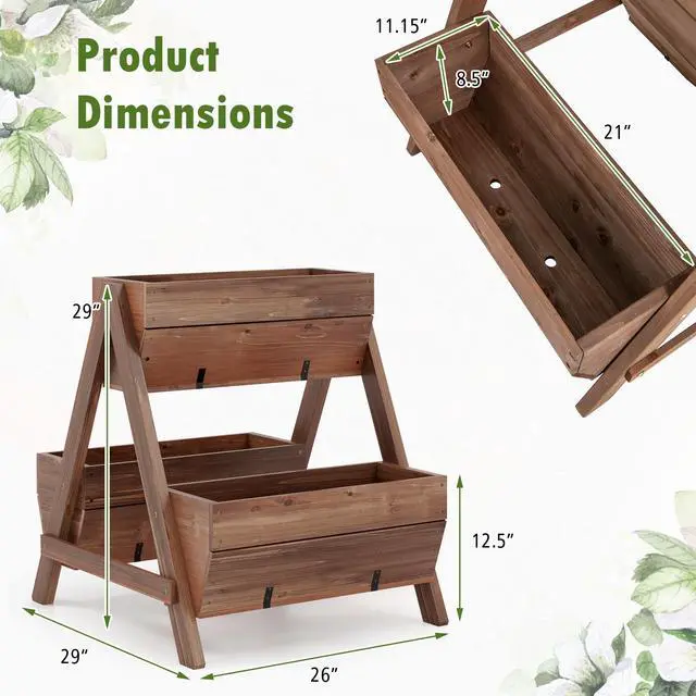 Alt view image 2 of 7 - SlickBlue Vertical Raised Garden bed with 3 Wooden Planter Boxes-S