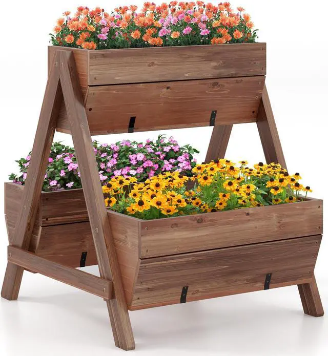Main image of SlickBlue Vertical Raised Garden bed with 3 Wooden Planter Boxes-S