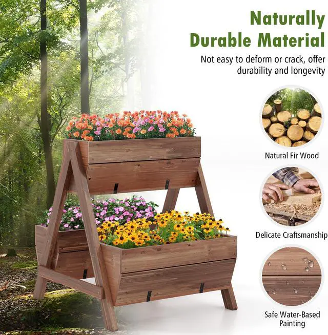 Alt view image 7 of 7 - SlickBlue Vertical Raised Garden bed with 3 Wooden Planter Boxes-S