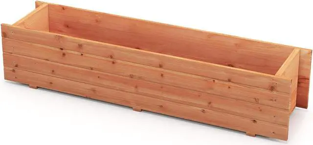 Main image of SlickBlue Fir Wood Planter Box with 2 Drainage Holes and 3 Added Bottom Crossbars-Orange