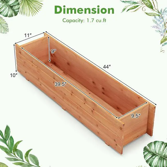 Alt view image 5 of 7 - SlickBlue Fir Wood Planter Box with 2 Drainage Holes and 3 Added Bottom Crossbars-Orange