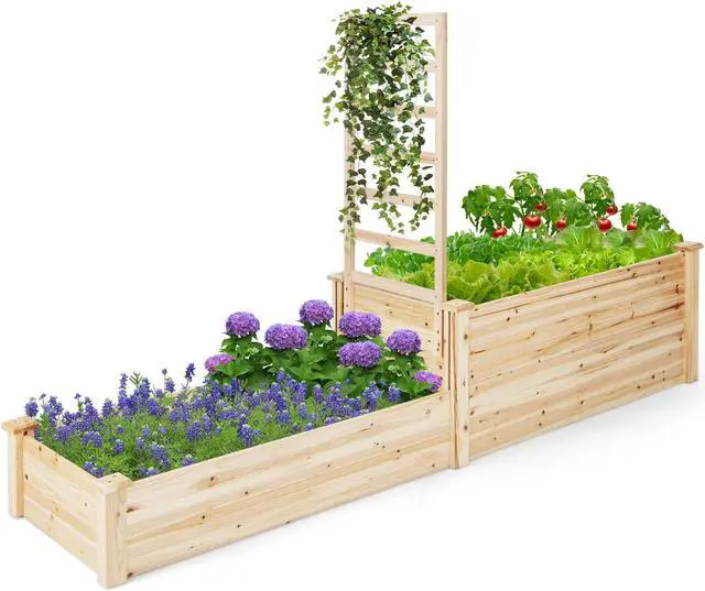 Alt view image 2 of 7 - SlickBlue Raised Garden Bed with Trellis-Natural