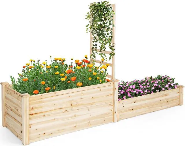Main image of SlickBlue Raised Garden Bed with Trellis-Natural