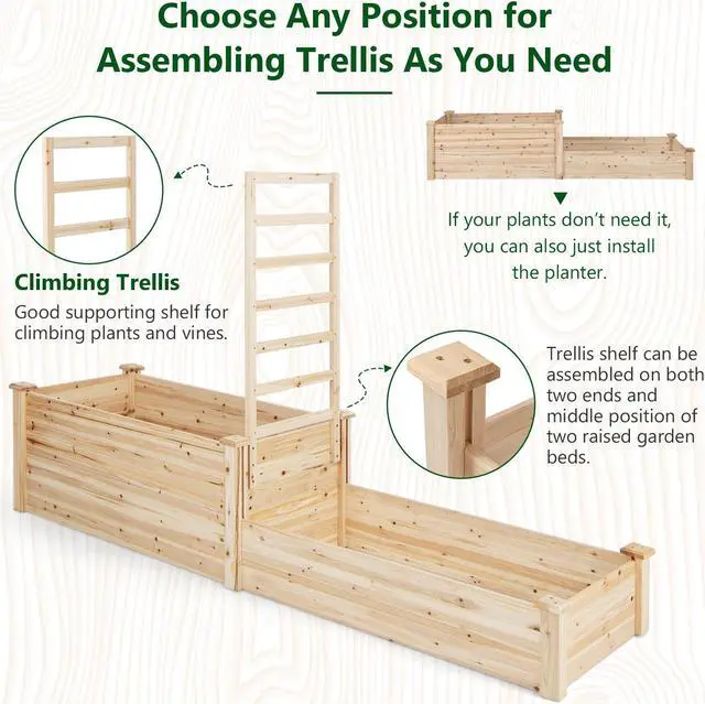 Alt view image 7 of 7 - SlickBlue Raised Garden Bed with Trellis-Natural