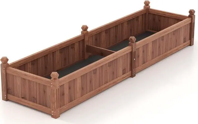 Main image of SlickBlue 91 x 24 x 16 Inch Divisible Planter Box with Corner Drainage and Non-woven Liner for Growing Vegetables-Brown