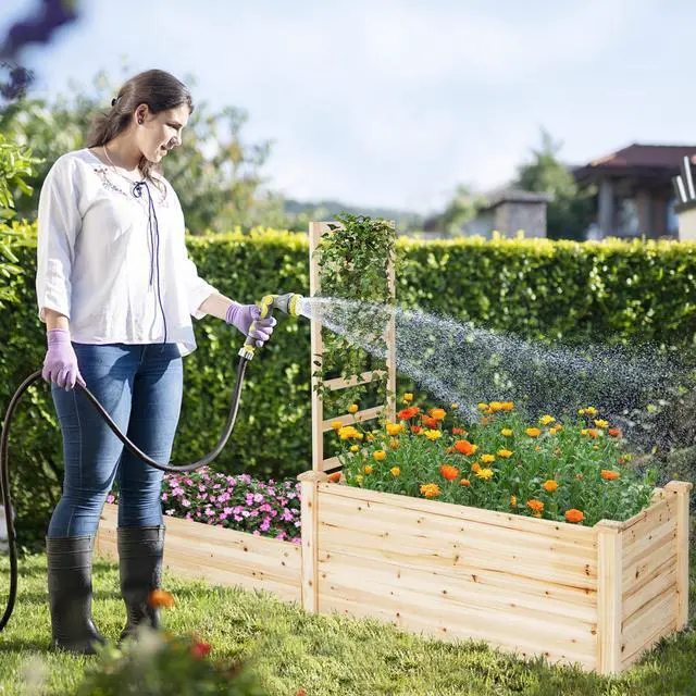 Alt view image 4 of 7 - SlickBlue Raised Garden Bed with Trellis-Natural