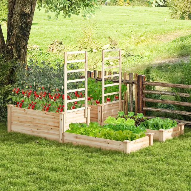 Alt view image 6 of 7 - SlickBlue Raised Garden Bed with Trellis-Natural