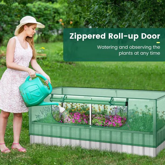 Alt view image 5 of 7 - SlickBlue Galvanized Raised Garden Bed with Greenhouse Cover