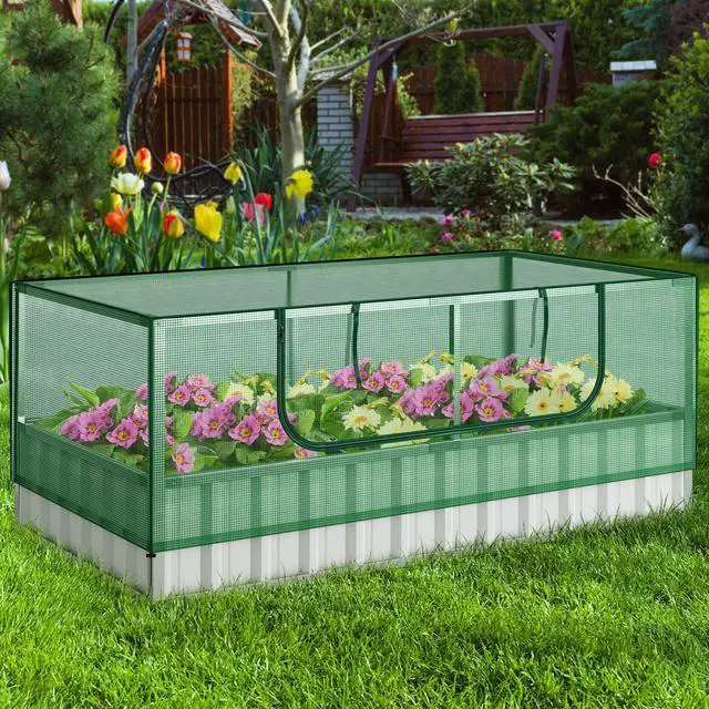 Alt view image 4 of 7 - SlickBlue Galvanized Raised Garden Bed with Greenhouse Cover