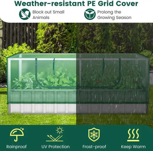 Alt view image 6 of 7 - SlickBlue Galvanized Raised Garden Bed with Greenhouse Cover