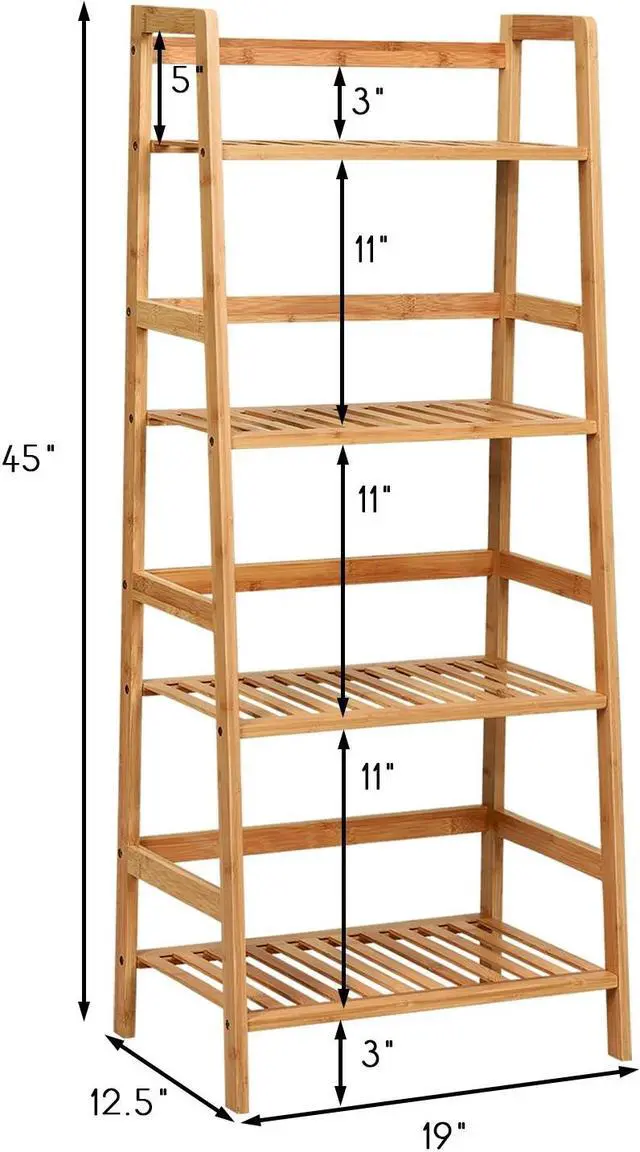 Alt view image 3 of 7 - SlickBlue 4-Tier Bamboo Plant Rack with Guardrails Stable and Space-Saving