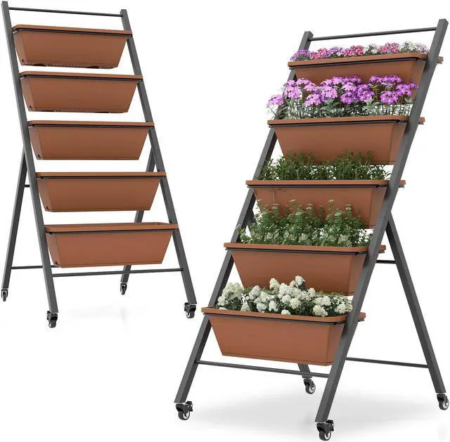 Alt view image 2 of 7 - SlickBlue 5-Tier Vertical Raised Garden Bed with Wheels and Container Boxes