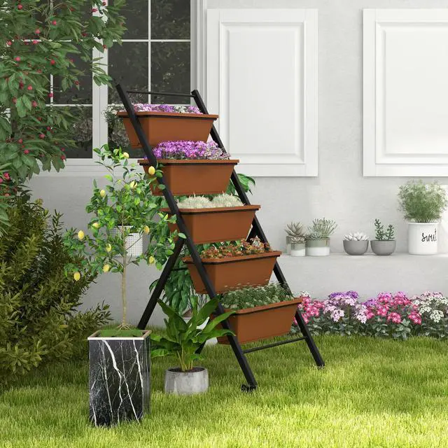 Alt view image 3 of 7 - SlickBlue 5-Tier Vertical Raised Garden Bed with Wheels and Container Boxes
