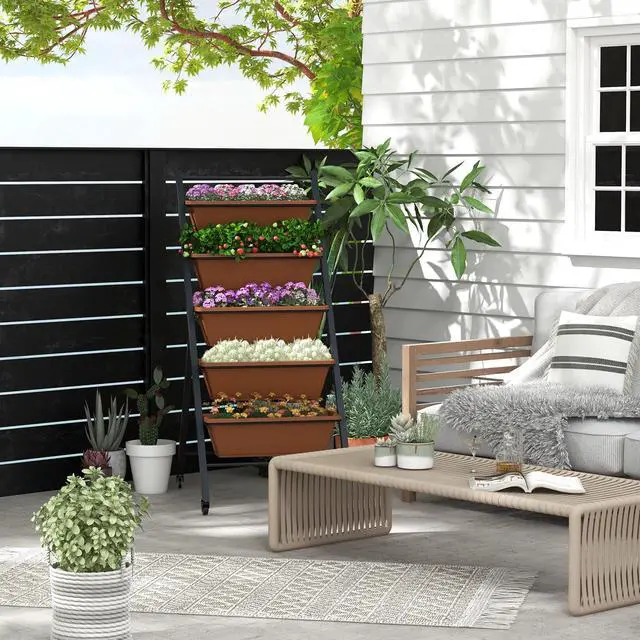 Alt view image 6 of 7 - SlickBlue 5-Tier Vertical Raised Garden Bed with Wheels and Container Boxes