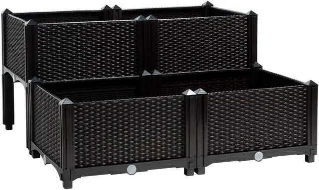 Main image of SlickBlue Set of 4 Elevated Flower Vegetable Herb Grow Planter Box