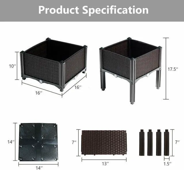 Alt view image 5 of 7 - SlickBlue Set of 4 Elevated Flower Vegetable Herb Grow Planter Box