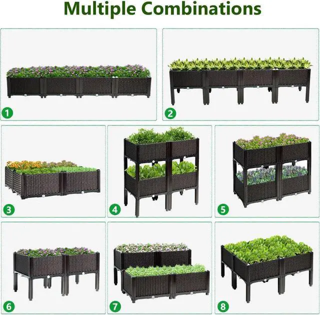 Alt view image 7 of 7 - SlickBlue Set of 4 Elevated Flower Vegetable Herb Grow Planter Box