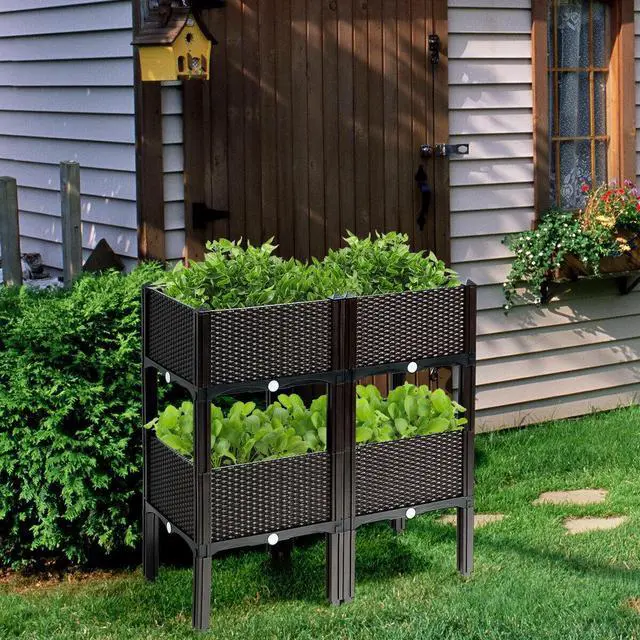 Alt view image 4 of 7 - SlickBlue Set of 4 Elevated Flower Vegetable Herb Grow Planter Box