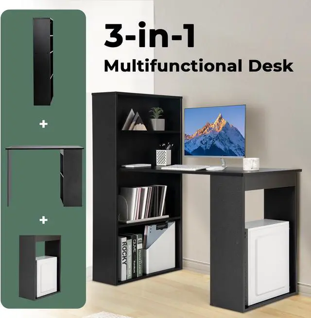 Alt view image 5 of 7 - SlickBlue Computer Desk Writing Workstation Office with 6-Tier Storage Shelves