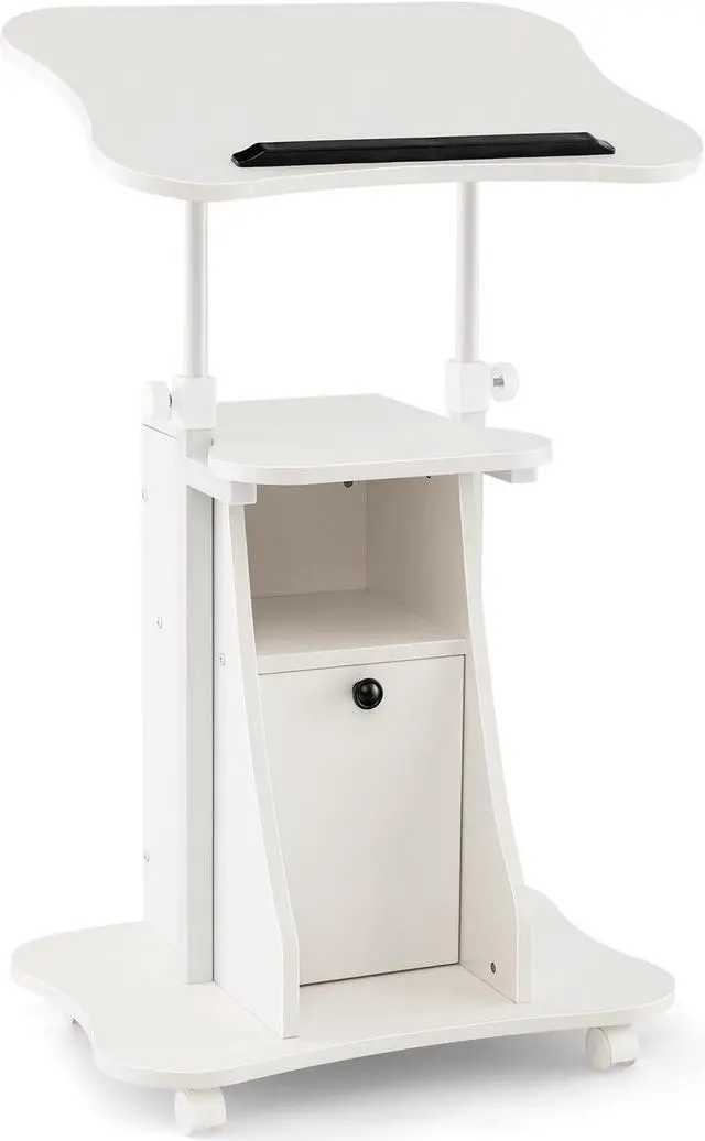 Main image of SlickBlue Adjustable Mobile Standing Desk Cart with Tilt Desktop and Cabinet