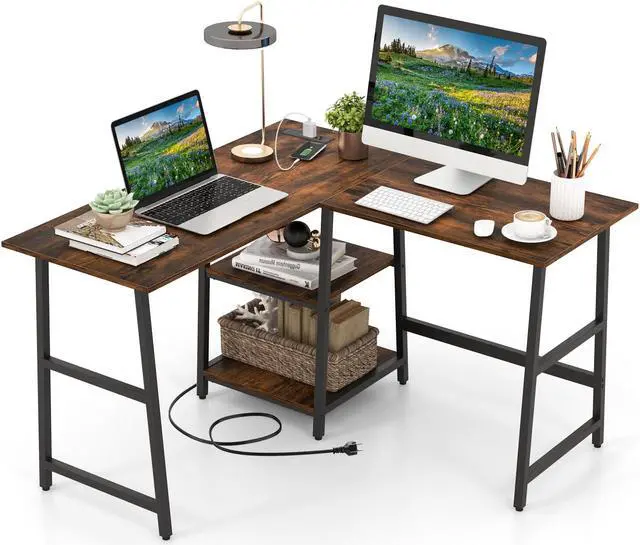 Alt view image 2 of 7 - SlickBlue L Shaped Corner Computer Desk with Storage Shelves