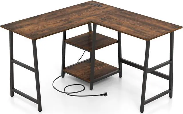 Main image of SlickBlue L Shaped Corner Computer Desk with Storage Shelves