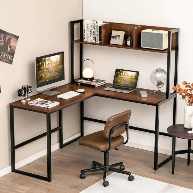 Alt view image 4 of 7 - SlickBlue Reversible L-Shaped Corner Desk with Storage Bookshelf