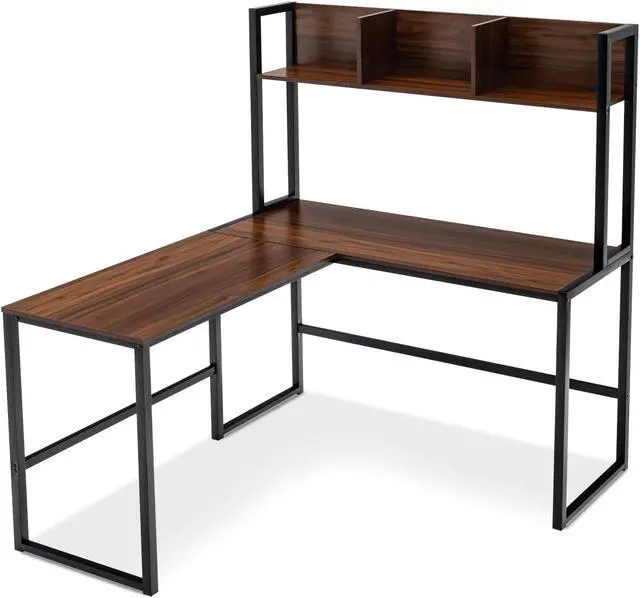 Main image of SlickBlue Reversible L-Shaped Corner Desk with Storage Bookshelf