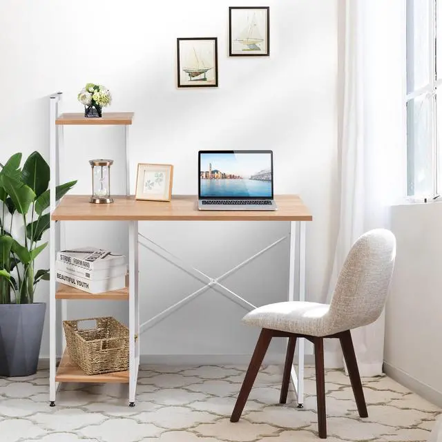 Alt view image 3 of 7 - SlickBlue Compact Computer Desk Workstation with 4 Tier Shelves for Home and Office
