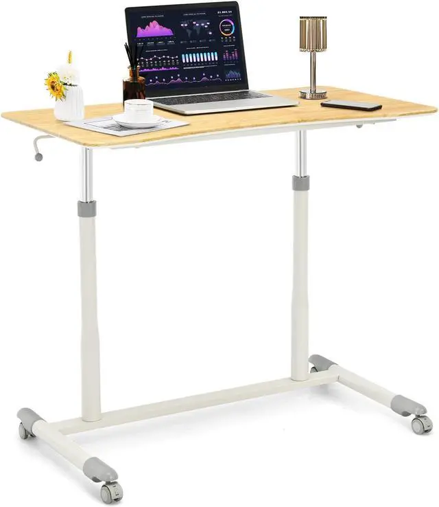 Alt view image 2 of 7 - SlickBlue Height Adjustable Computer Desk Sit to Stand Rolling Notebook Table