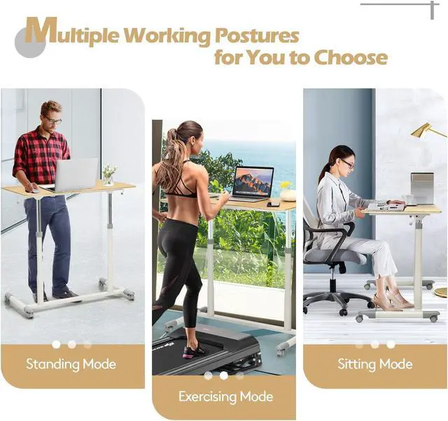 Alt view image 6 of 7 - SlickBlue Height Adjustable Computer Desk Sit to Stand Rolling Notebook Table