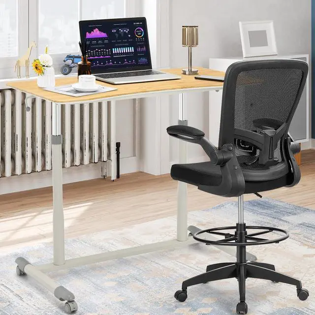 Alt view image 4 of 7 - SlickBlue Height Adjustable Computer Desk Sit to Stand Rolling Notebook Table