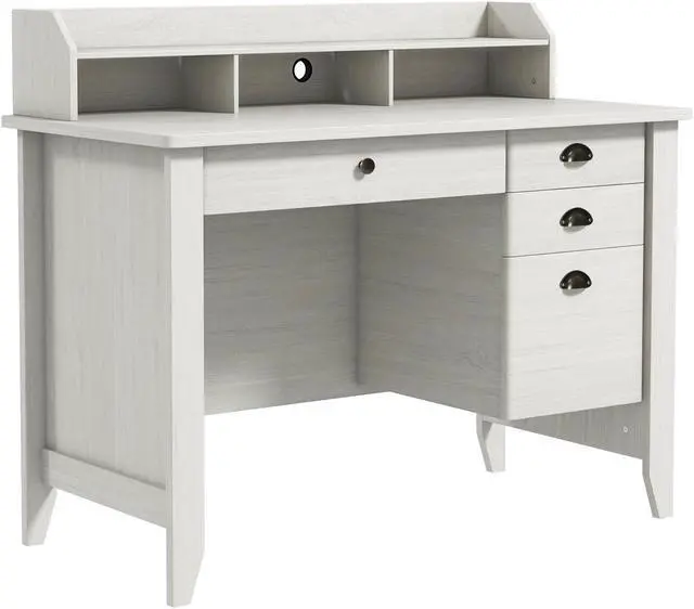 Main image of SlickBlue Vintage Computer Desk with Storage Shelves and 4 Drawers-White