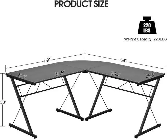 Alt view image 2 of 7 - SlickBlue 59 Inches L-Shaped Corner Desk Computer Table for Home Office Study Workstation