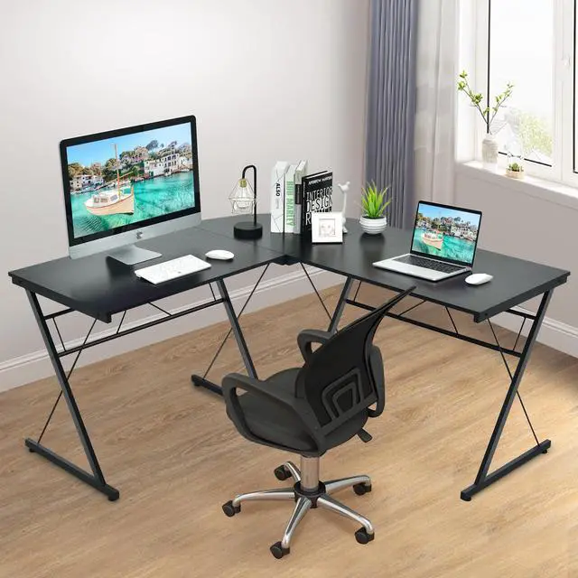 Alt view image 4 of 7 - SlickBlue 59 Inches L-Shaped Corner Desk Computer Table for Home Office Study Workstation