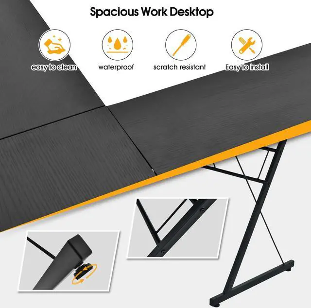 Alt view image 5 of 7 - SlickBlue 59 Inches L-Shaped Corner Desk Computer Table for Home Office Study Workstation