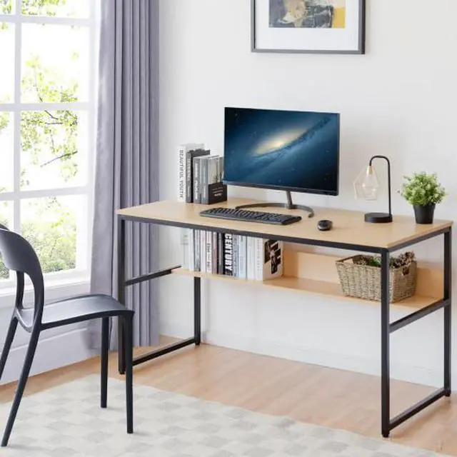 Alt view image 2 of 3 - SlickBlue 55-Inch Computer Desk Writing Table Workstation Home Office with Bookshelf