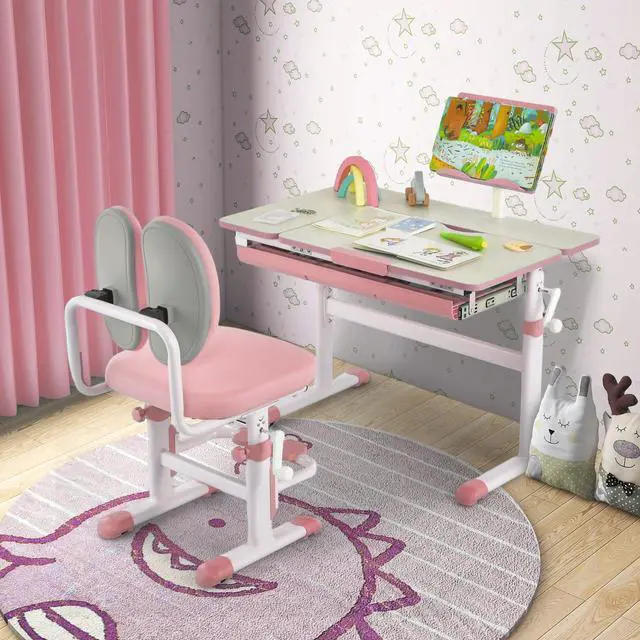 Alt view image 6 of 7 - SlickBlue Height-Adjustable Kids Desk with Tilt Desktop and Book Stand
