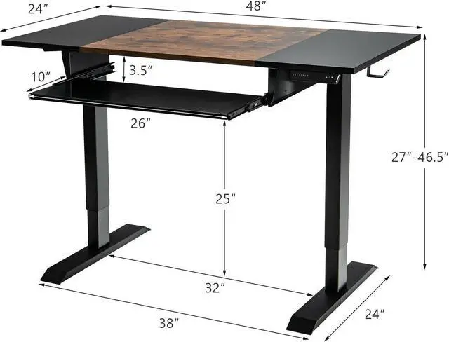 Alt view image 2 of 7 - SlickBlue Electric Sit to Stand Desk with Keyboard Tray