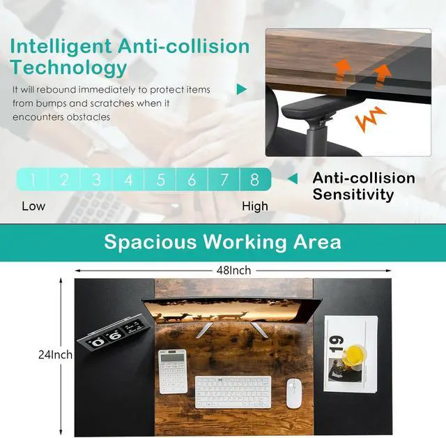 Alt view image 5 of 7 - SlickBlue Electric Sit to Stand Desk with Keyboard Tray