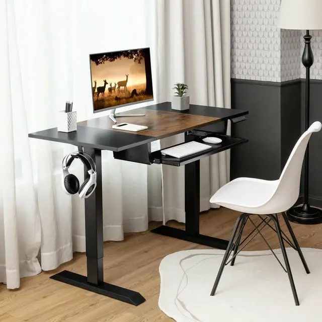 Alt view image 6 of 7 - SlickBlue Electric Sit to Stand Desk with Keyboard Tray